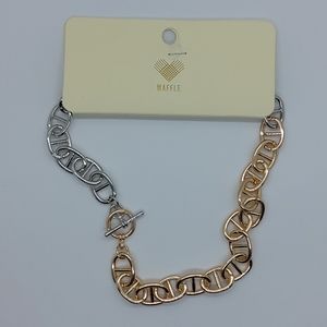 Waffle 2-tone Gold & Silver Chain Necklace